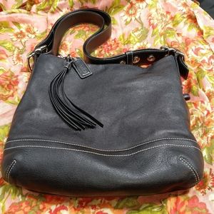 Coach #1415 Black Leather Shoulder Bag with Dust Cover